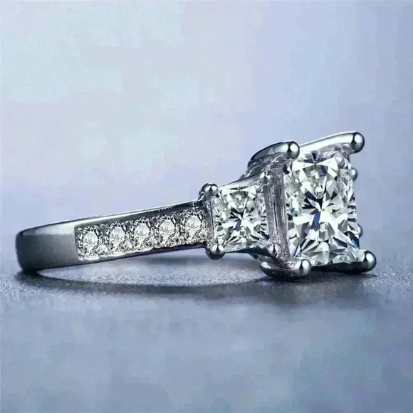 ✨Exquisite 925 Silver Plating Cushion CZ Diamond Ring, GPMB1474-8 - Picture 3 of 6